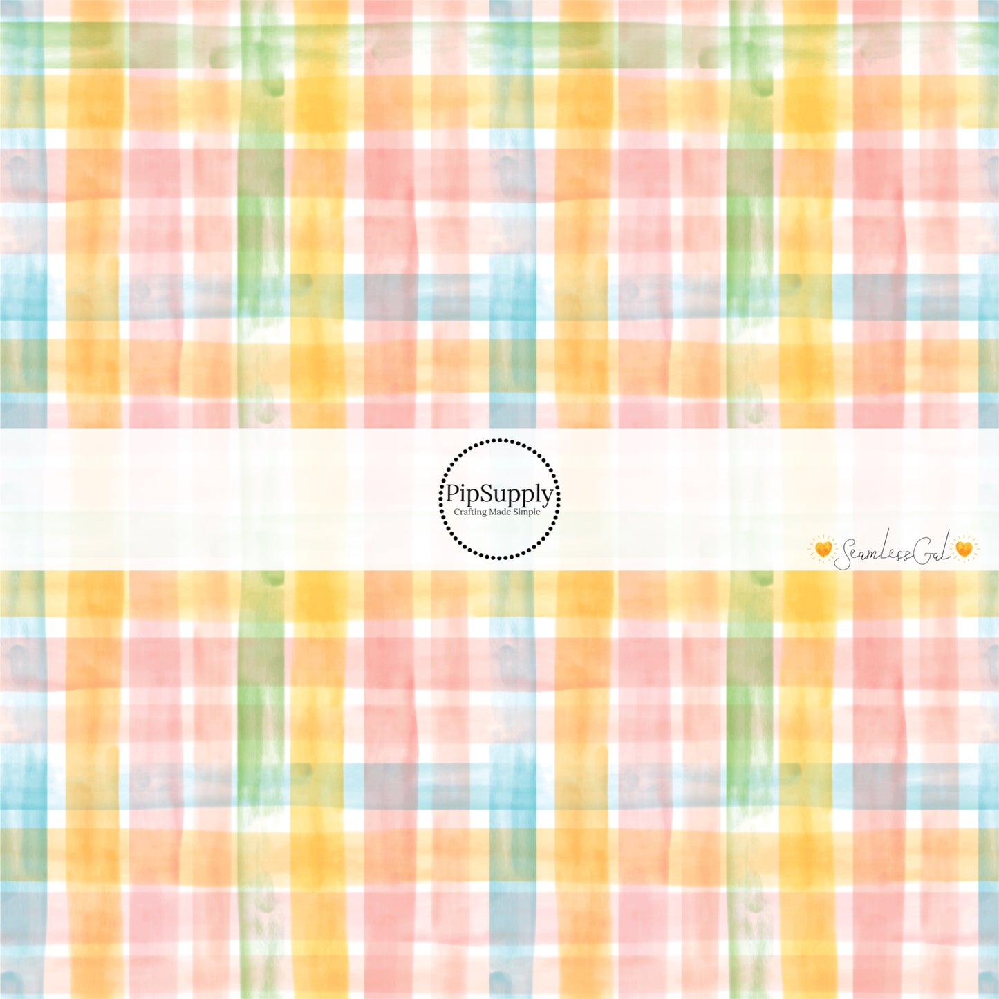colorful watercolor plaid with white bow strips