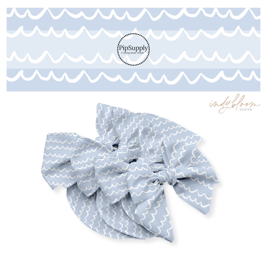 White ocean waves on periwinkle bow strips