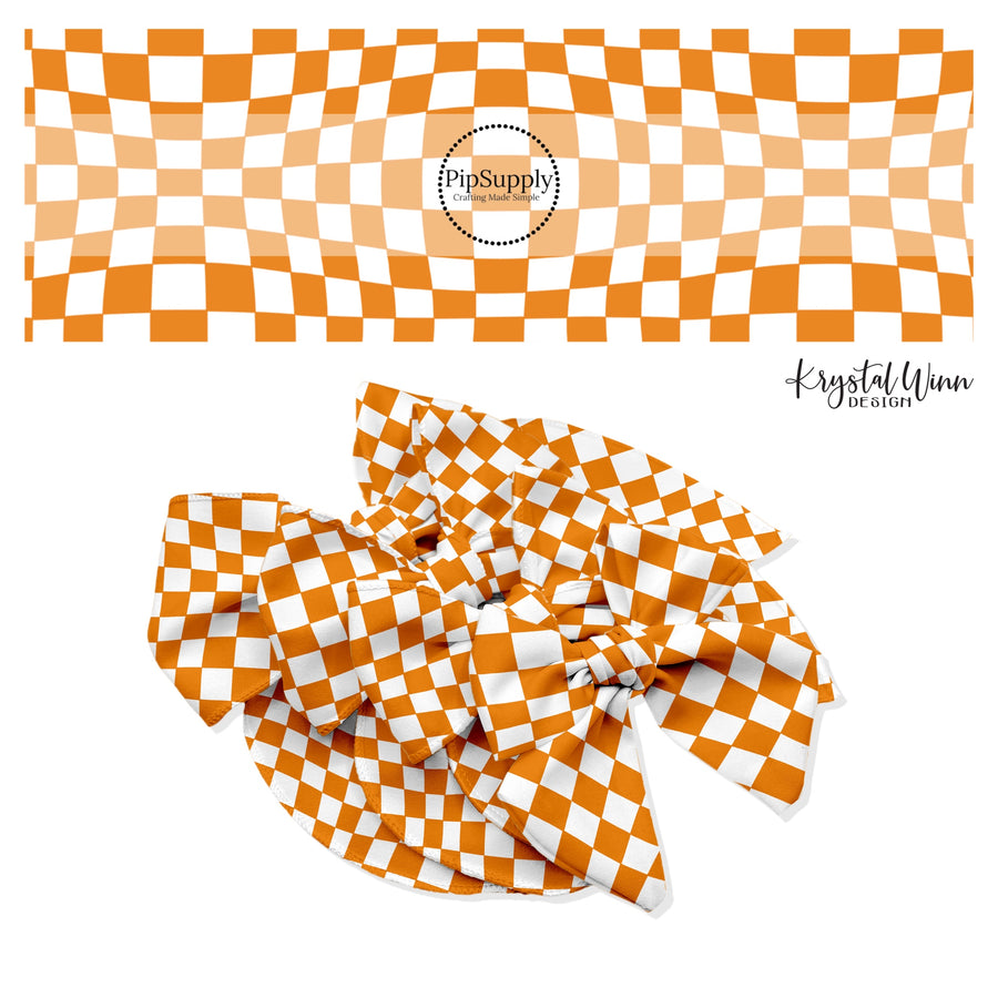 White checkered on orange tiles bow strips