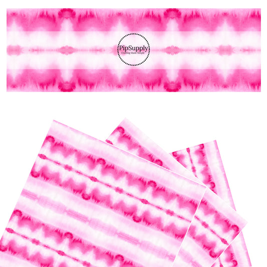 Pink and white wavy tie dye faux leather sheets