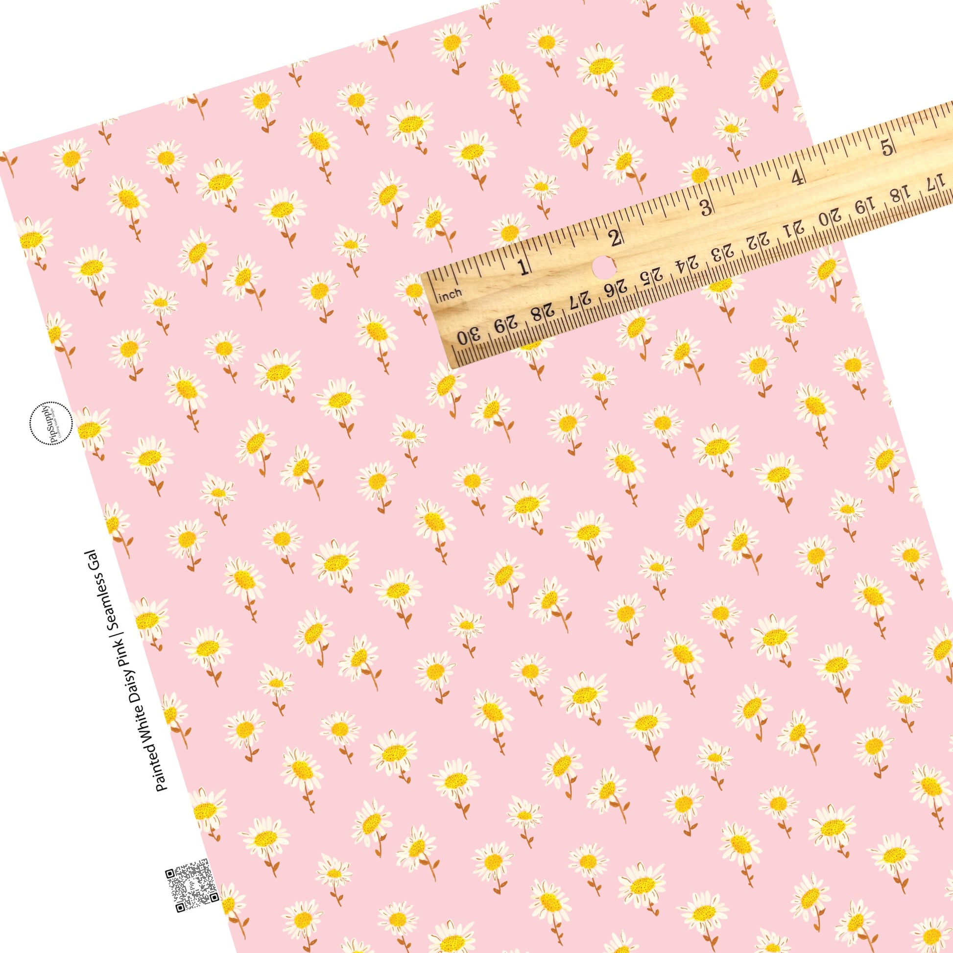 White floral on pink faux leather sheet