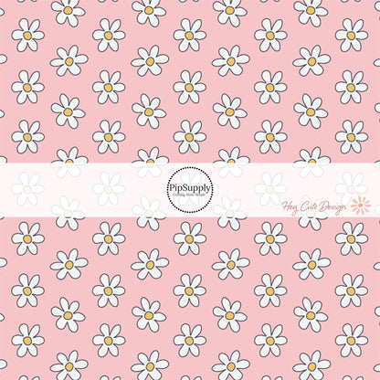 scattered white daisy on pink bow strips