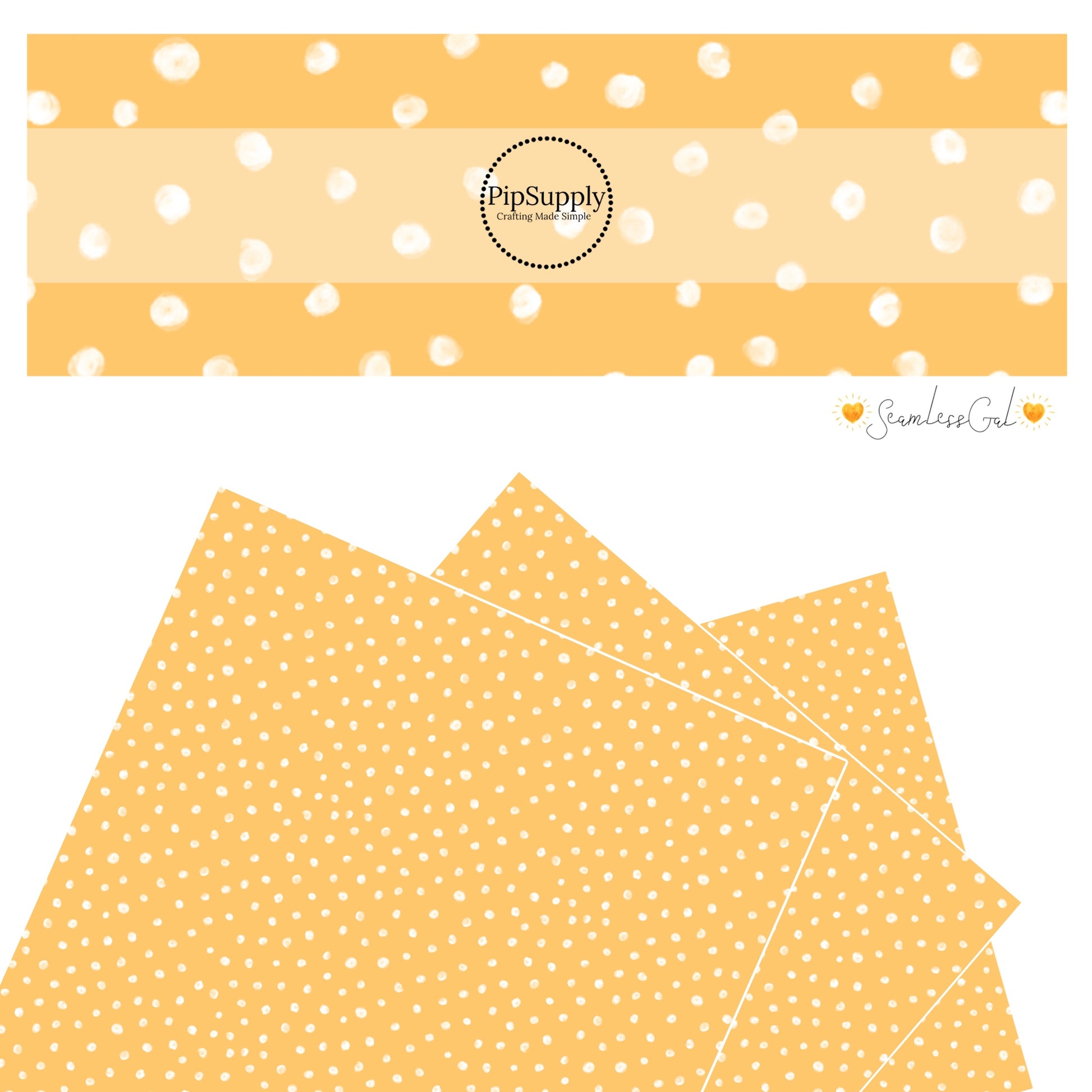 White painted dots on yellow faux leather sheets