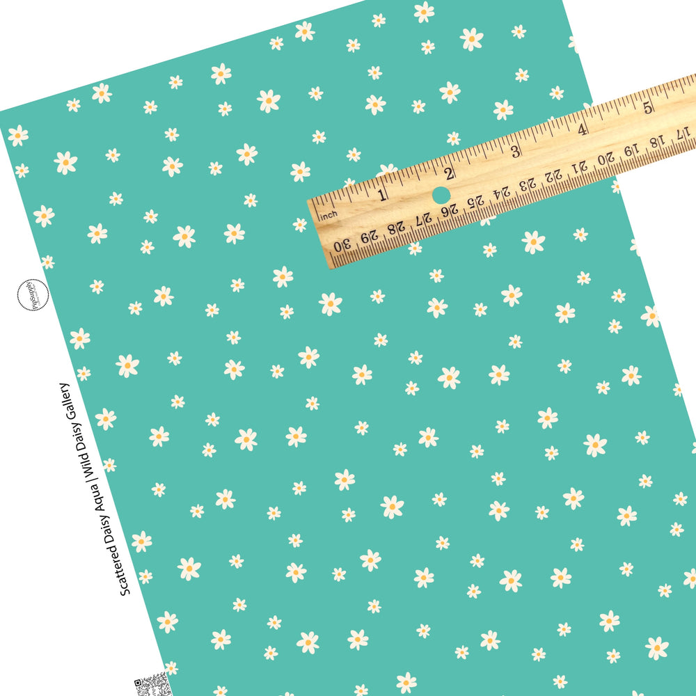 cream little daisies on aqua faux leather sheets