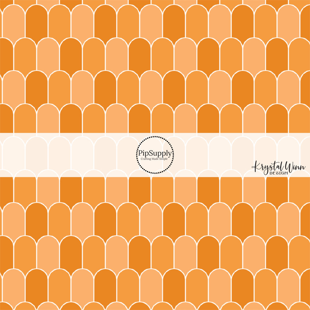 White outlined orange scallops bow strips