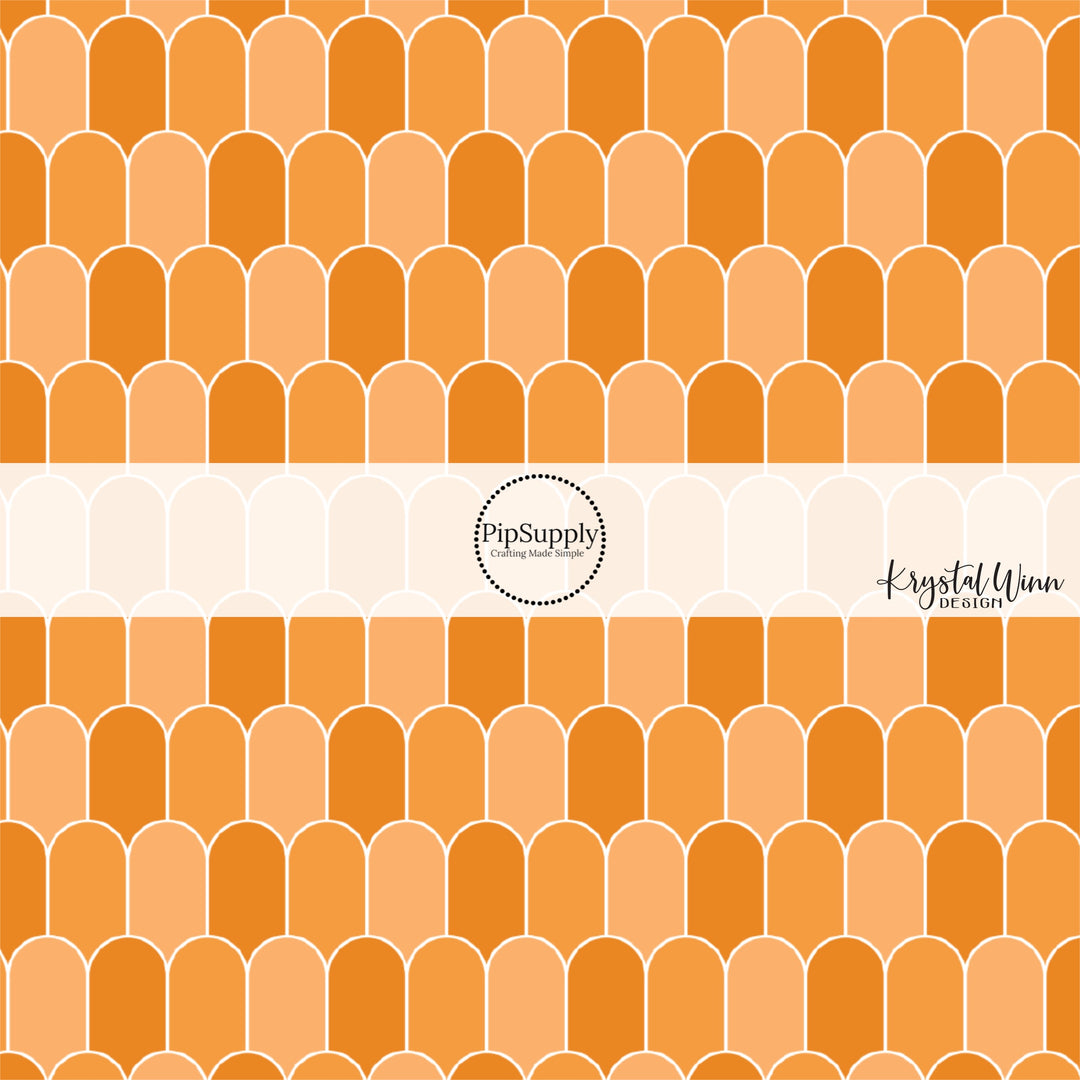 White outlined orange scallops bow strips