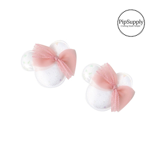 white mouse with silver stars and pink tulle bow embellishment