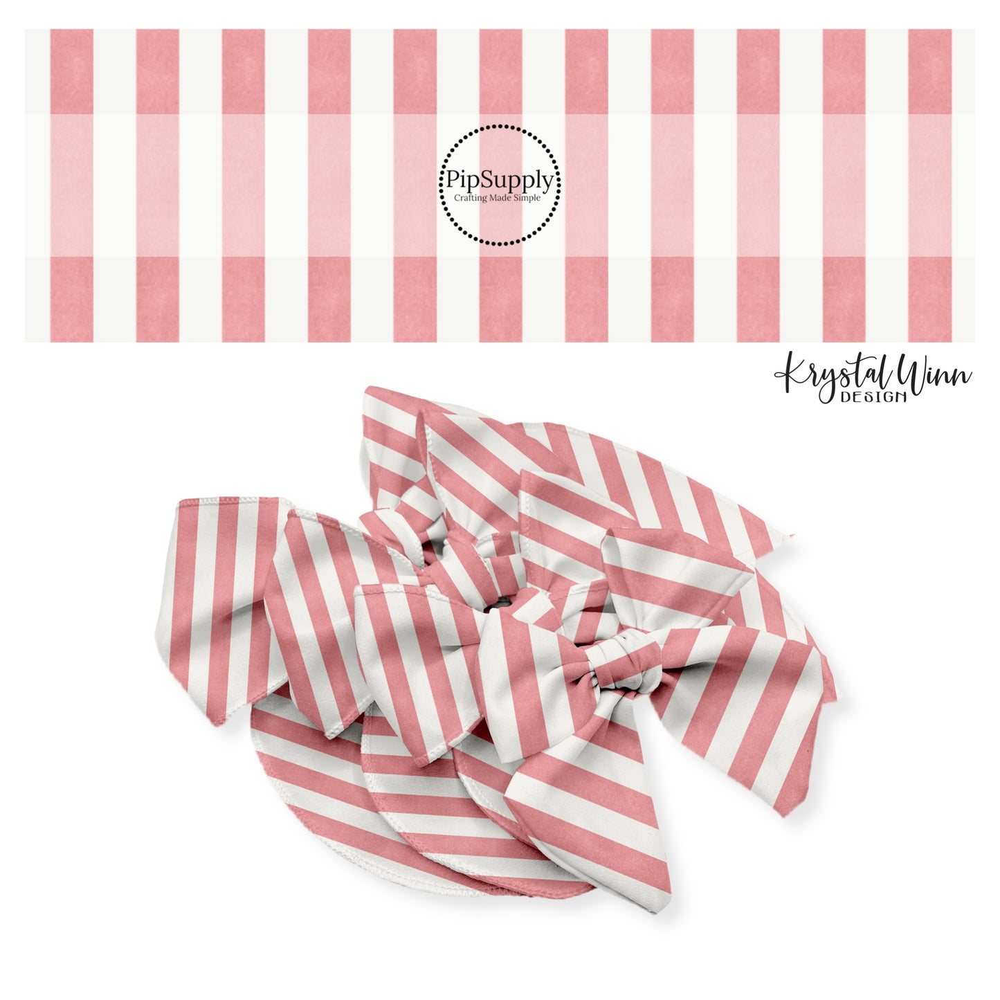 Pink stripes on cream bow strips