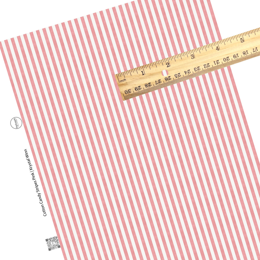 Thin pink and cream distressed stripe faux leather sheet