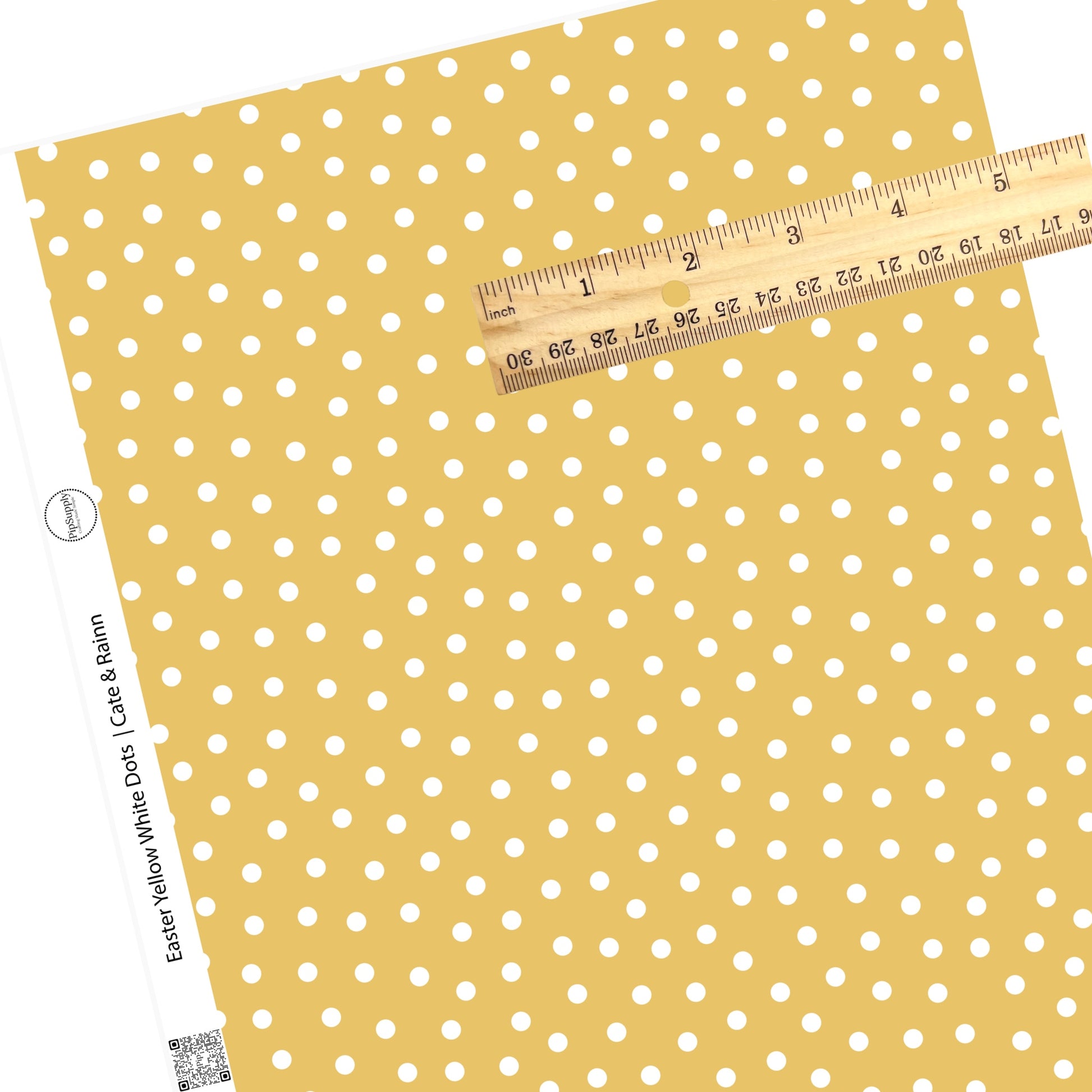 White dots on yellow faux leather sheets