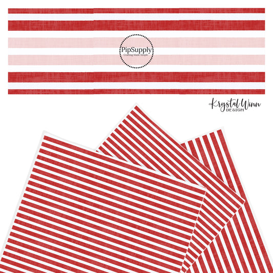 alternating distressed red and white striped faux leather sheet