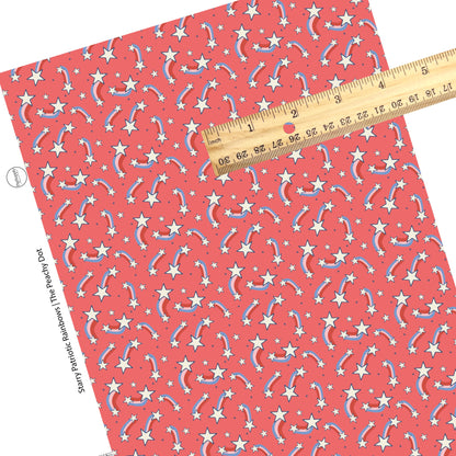 Patriotic Rainbows With White Stars On Red Faux Leather Sheet