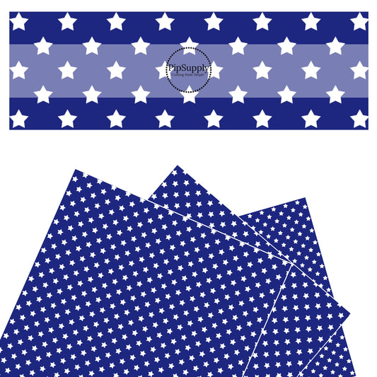 Scattered white stars on blue faux leather sheets