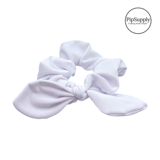 Bright white solid swimsuit scrunchie