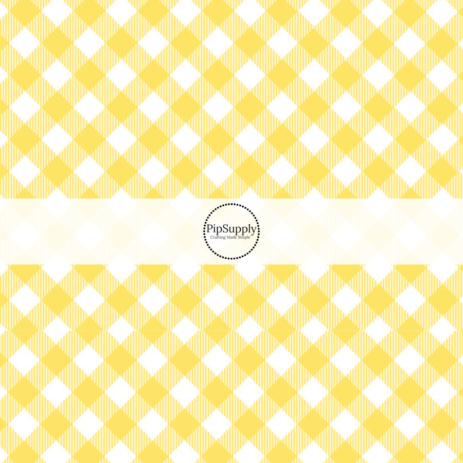 Yellow and white diagonal plaid fabric by the yard