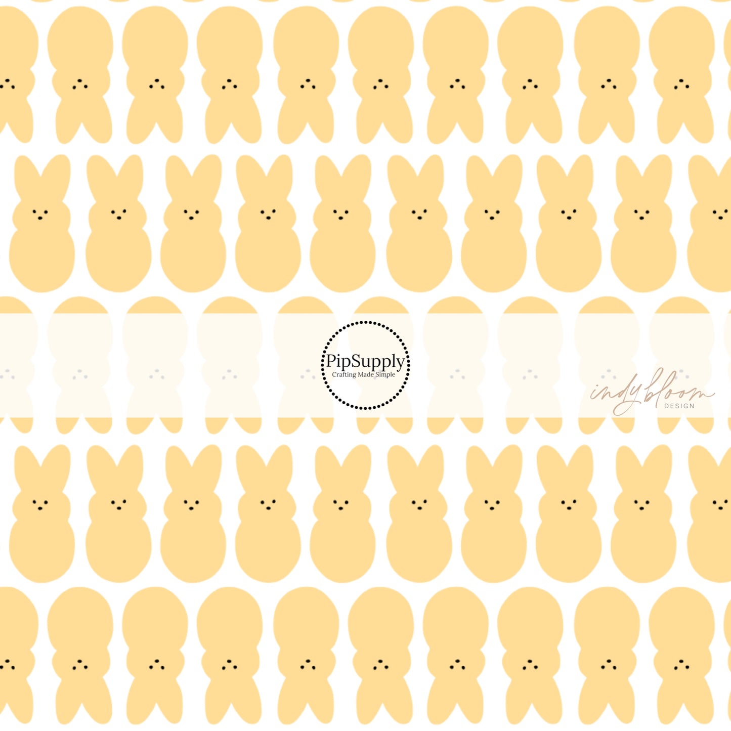Yellow bunnies on white bow strips