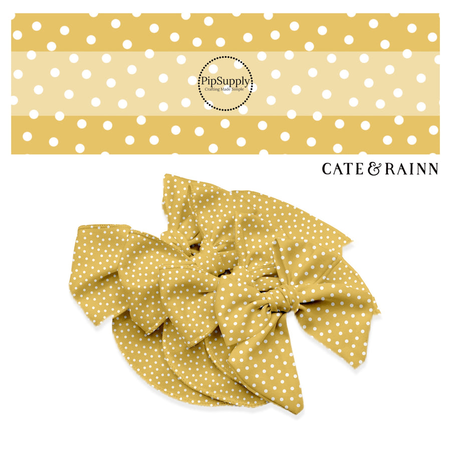 White polka dots on yellow bow strips