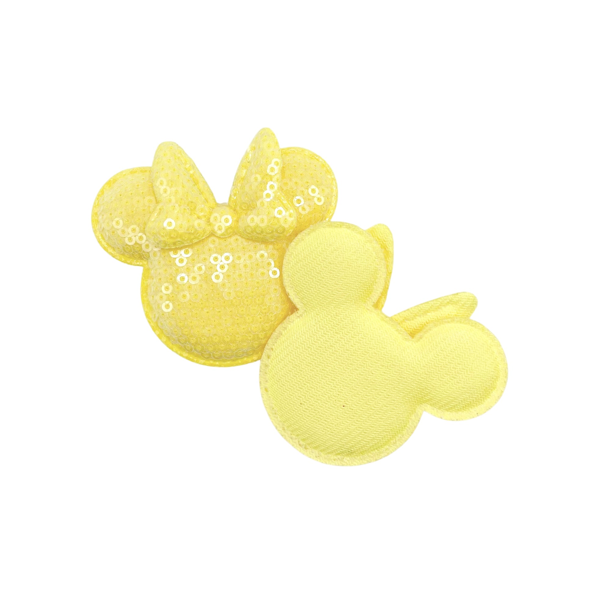 Clear sequins on light yellow mouse head embellishment