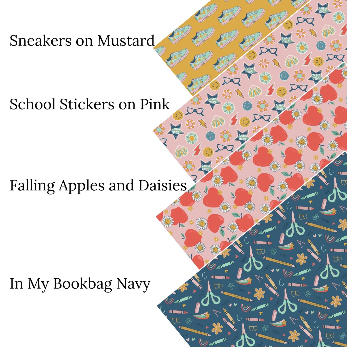 School Stickers on Pink Faux Leather Sheets