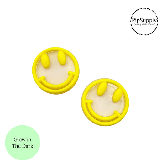 Yellow smiley face clear silicone embellishment